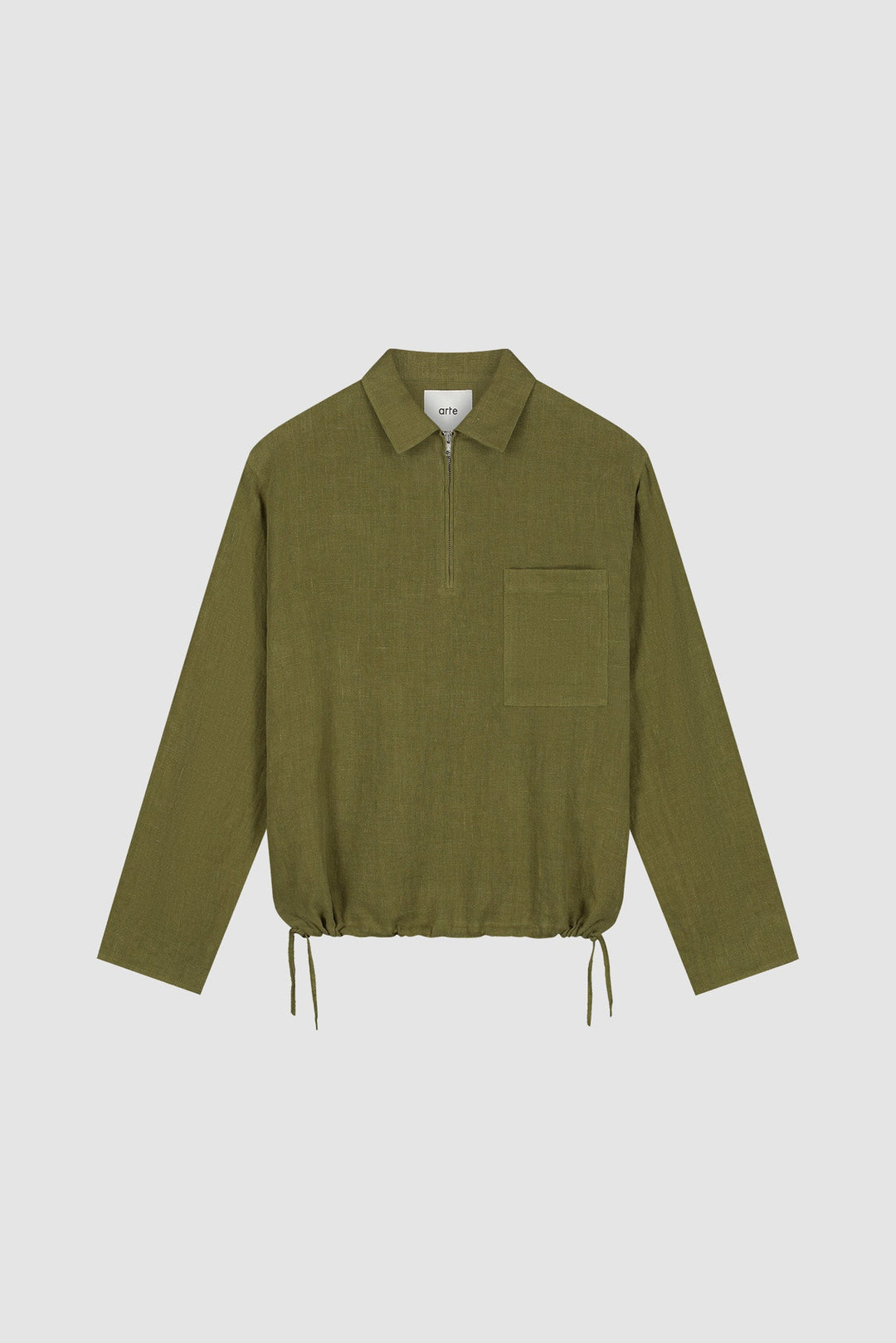Pull en lin zippé quart de longueur - Vert