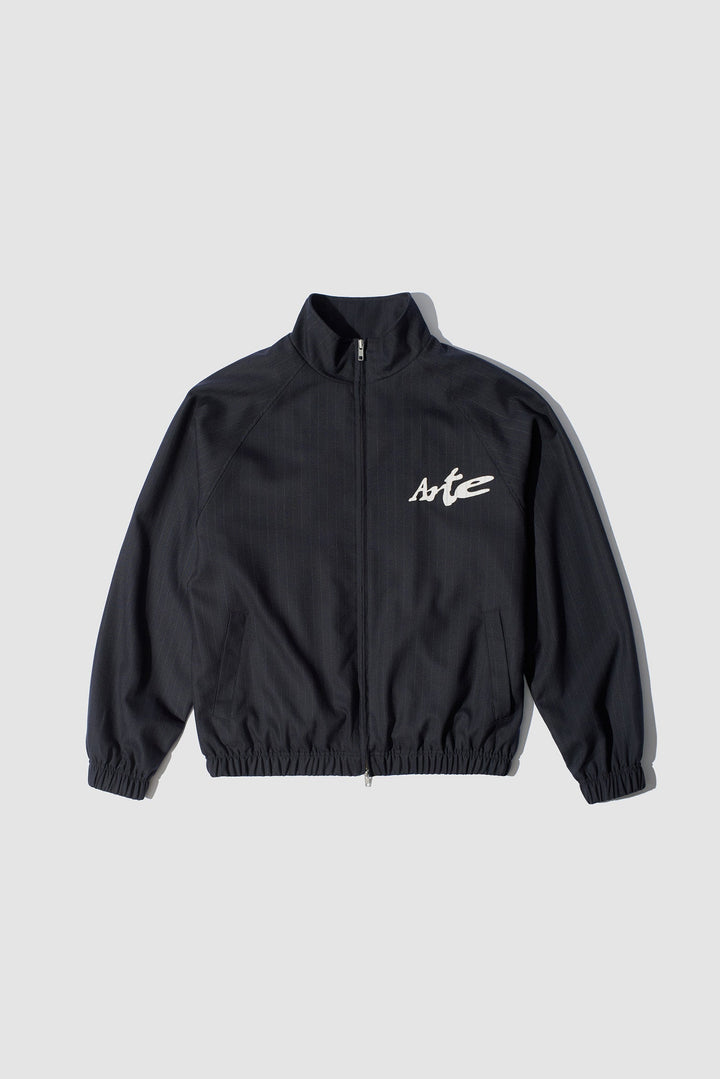 Pinstripe Track Jacket - Black