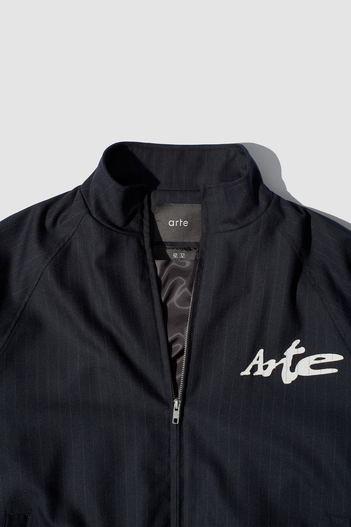 Pinstripe Track Jacket - Black