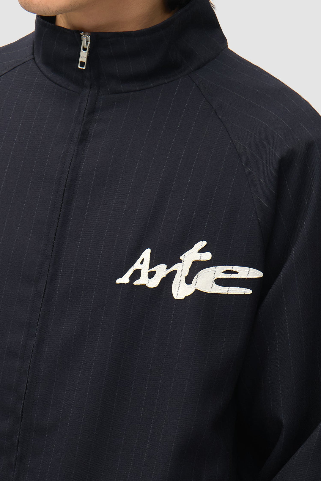 Pinstripe Track Jacket - Black