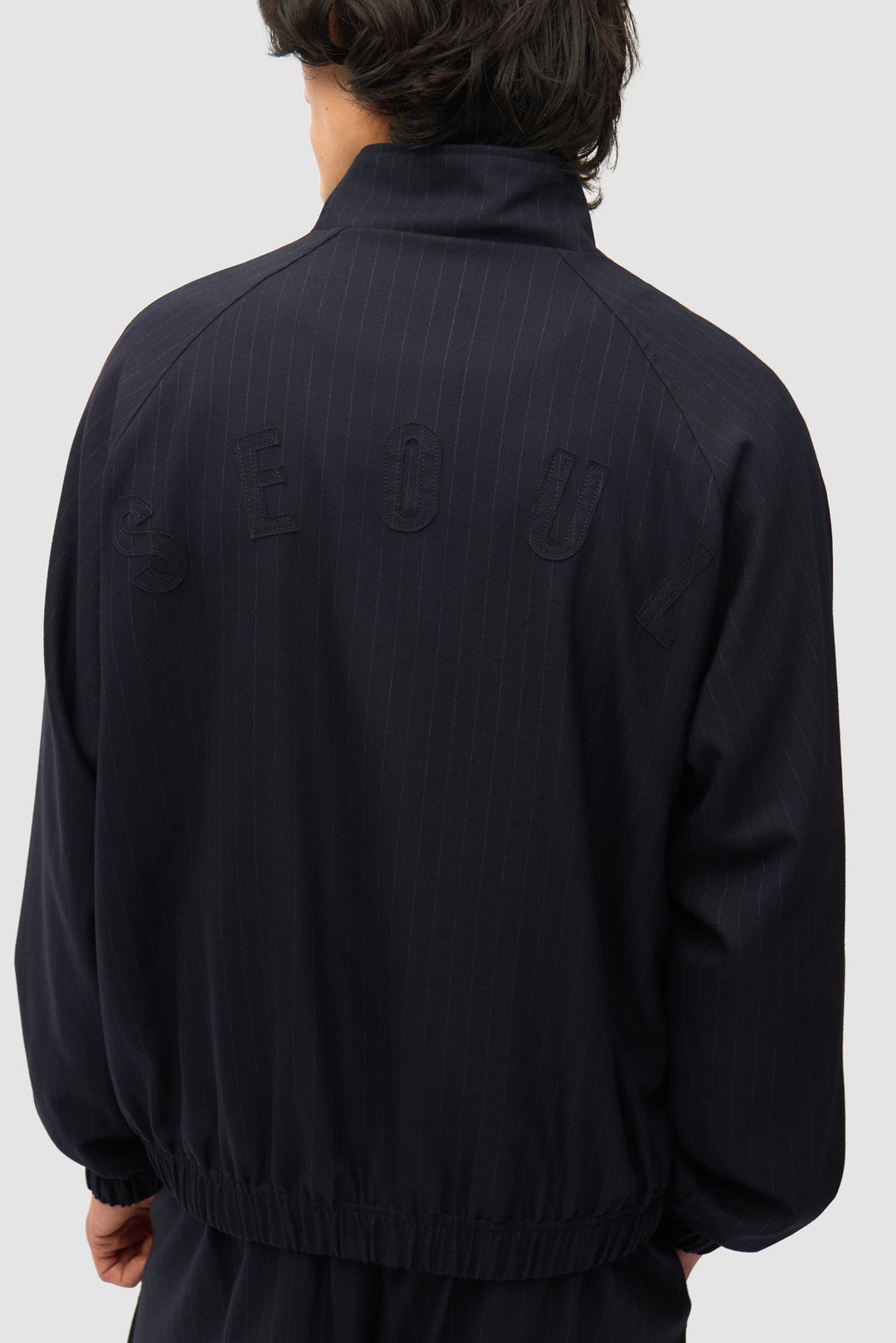 Pinstripe Track Jacket - Black