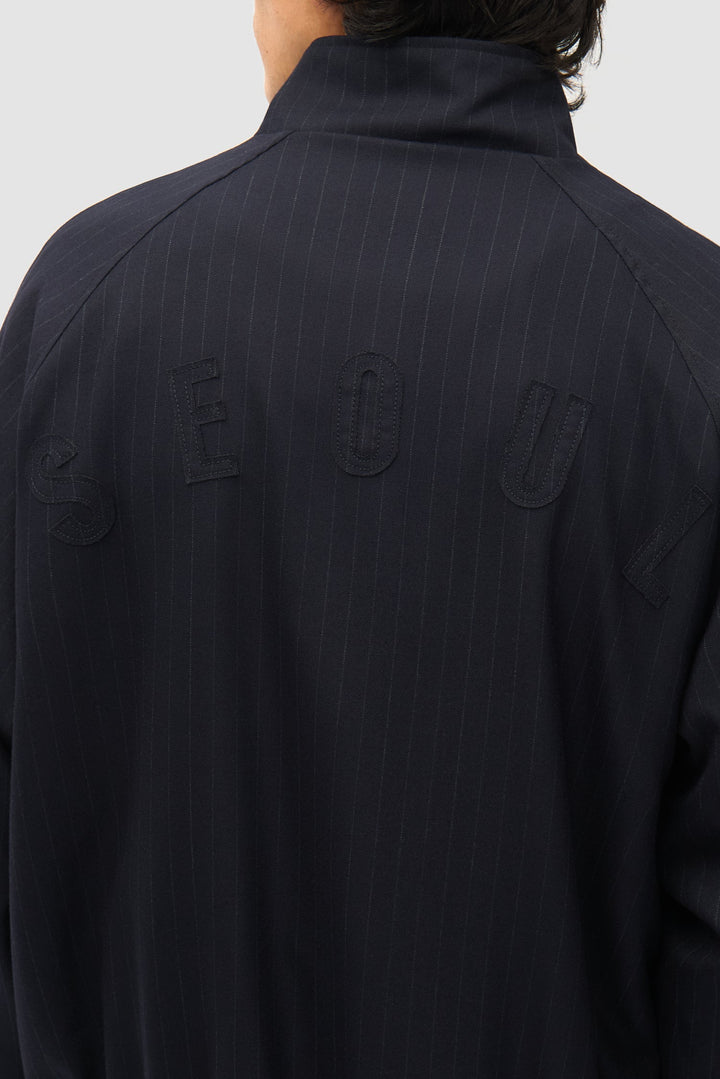 Pinstripe Track Jacket - Black