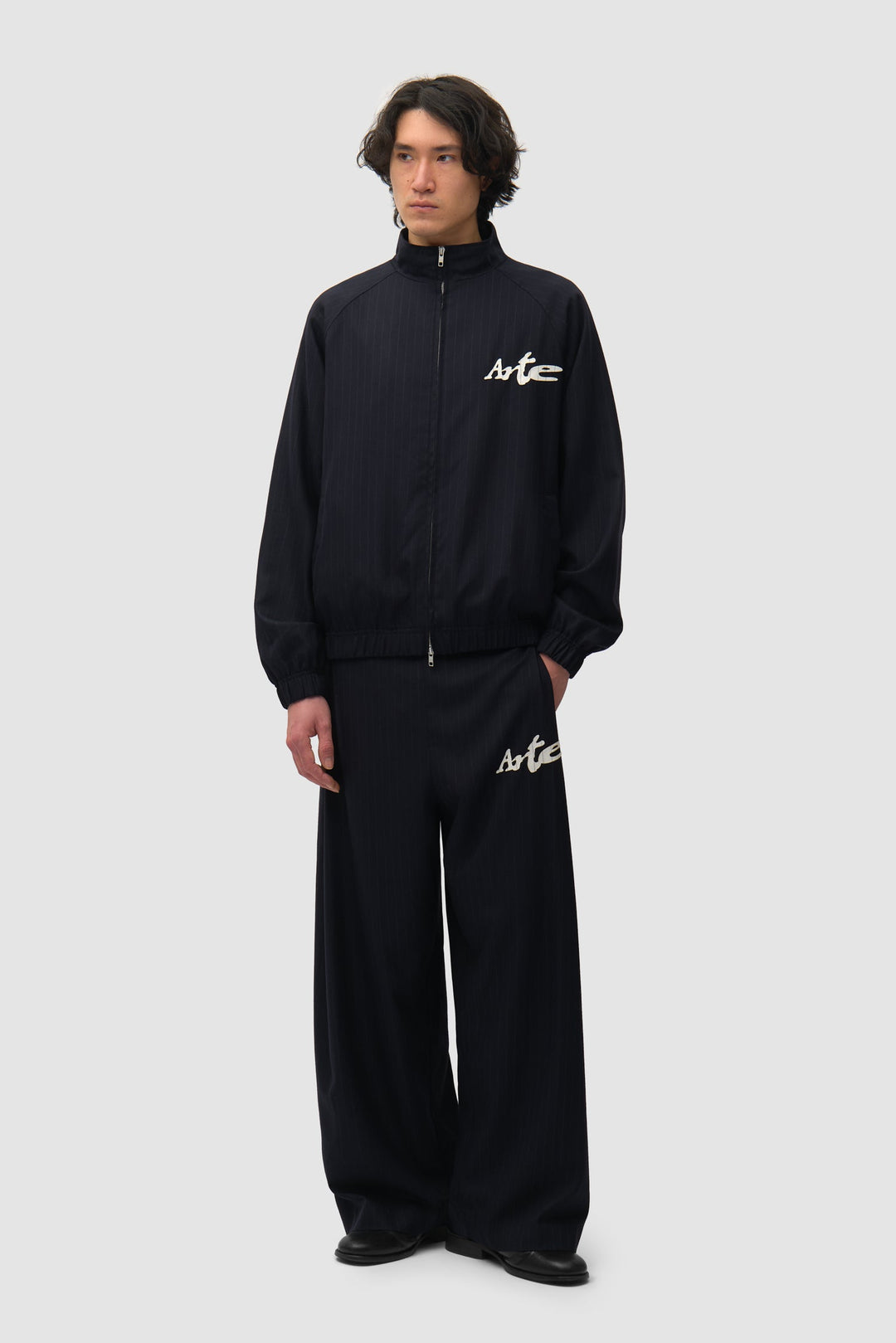 Pinstripe Track Jacket - Black