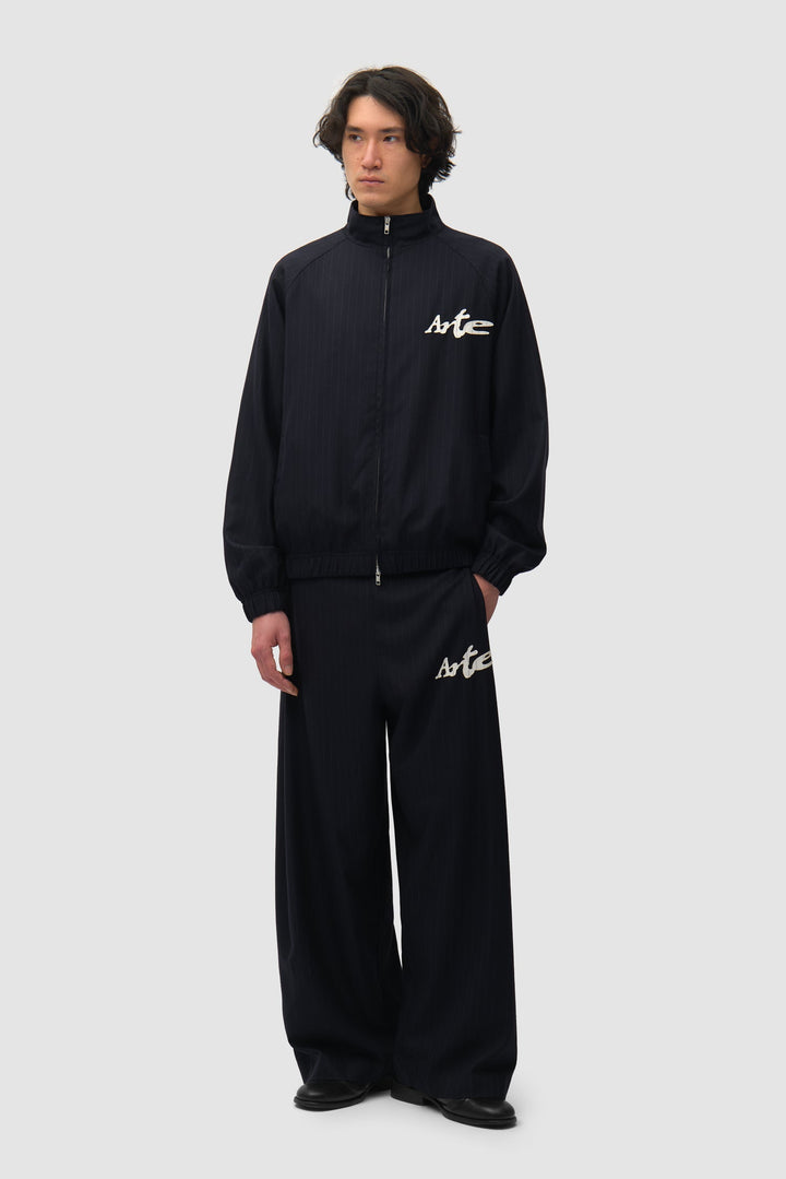 Pinstripe Track Jacket - Black