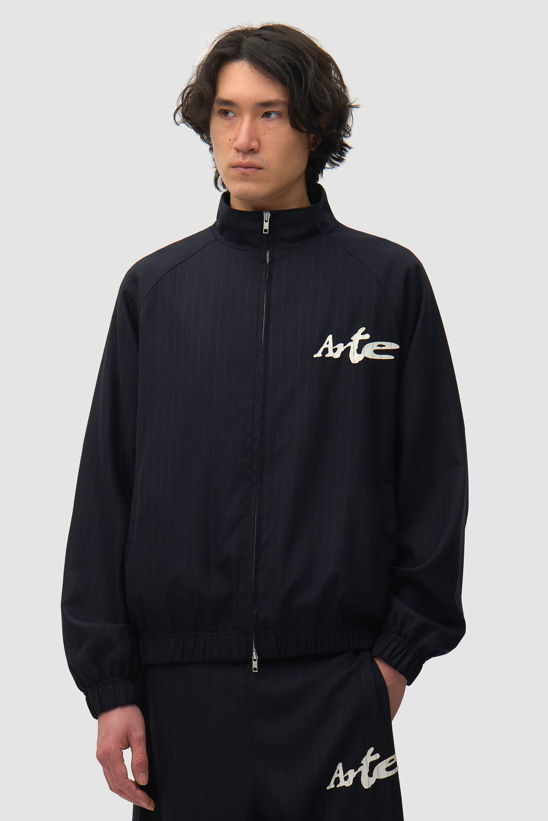 Pinstripe Track Jacket - Black