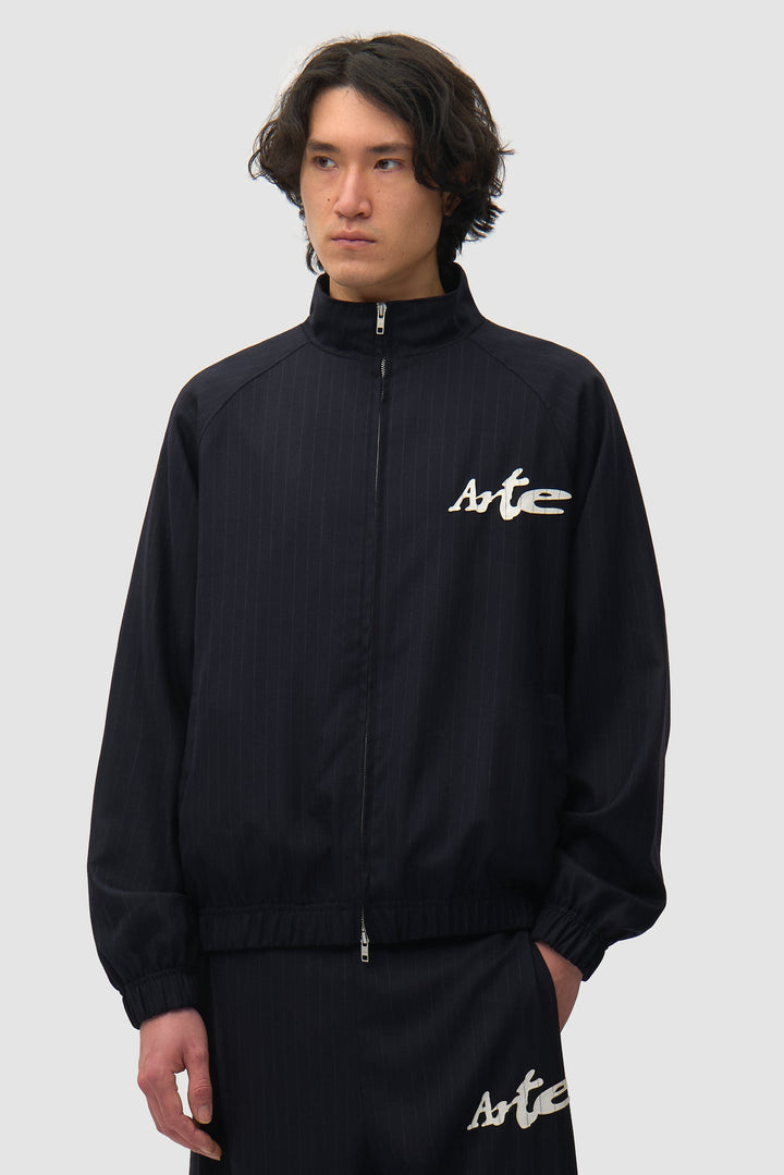 Pinstripe Track Jacket - Black