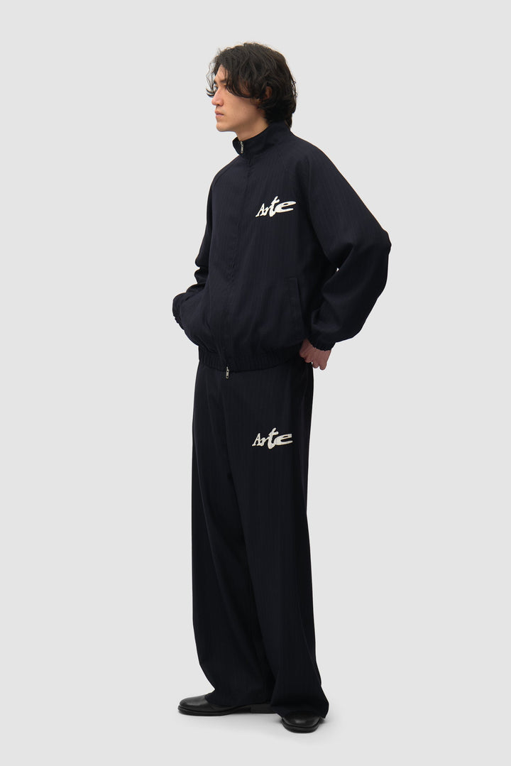 Pinstripe Track Jacket - Black
