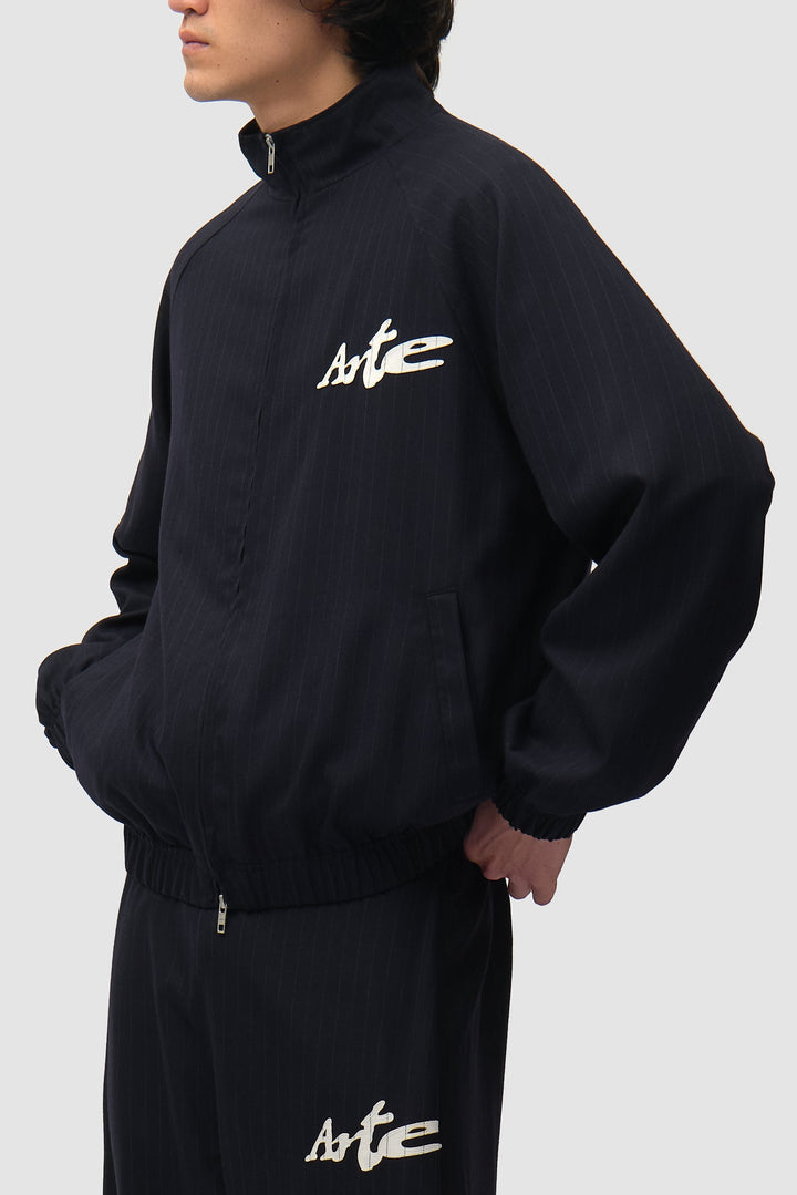 Pinstripe Track Jacket - Black