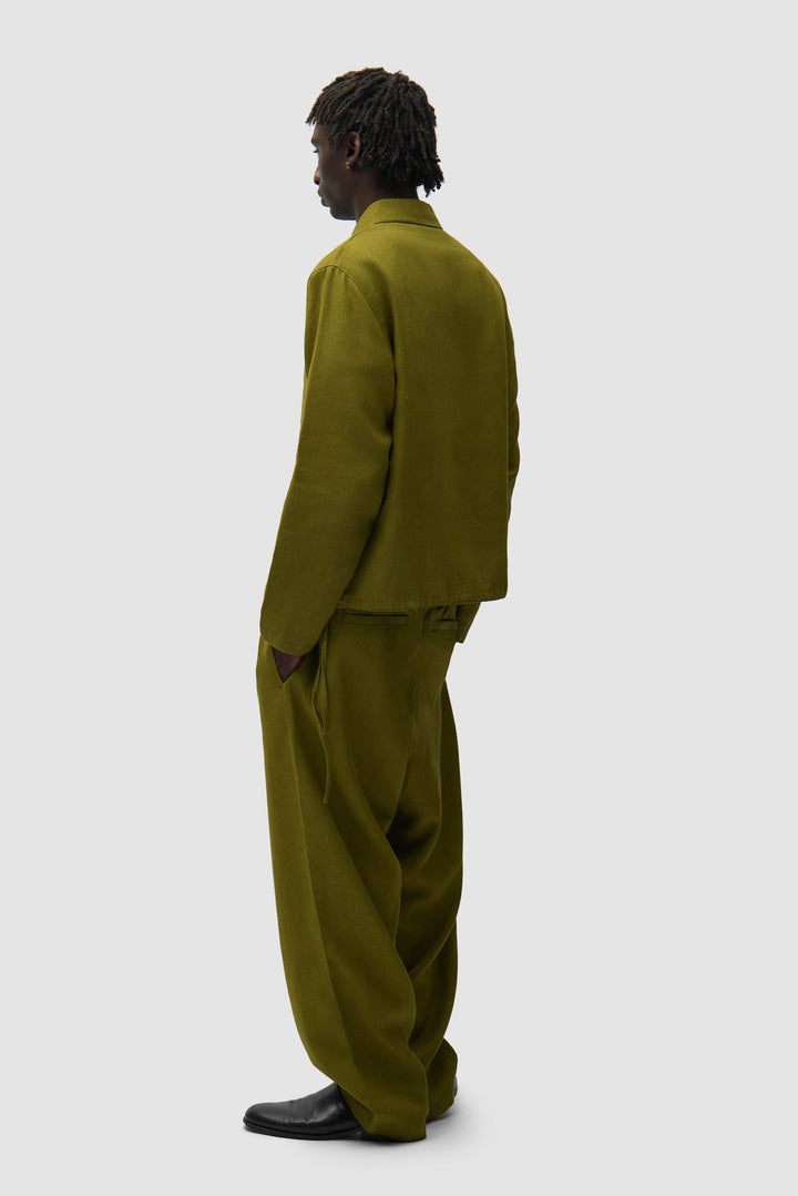 Pull en lin zippé quart de longueur - Vert