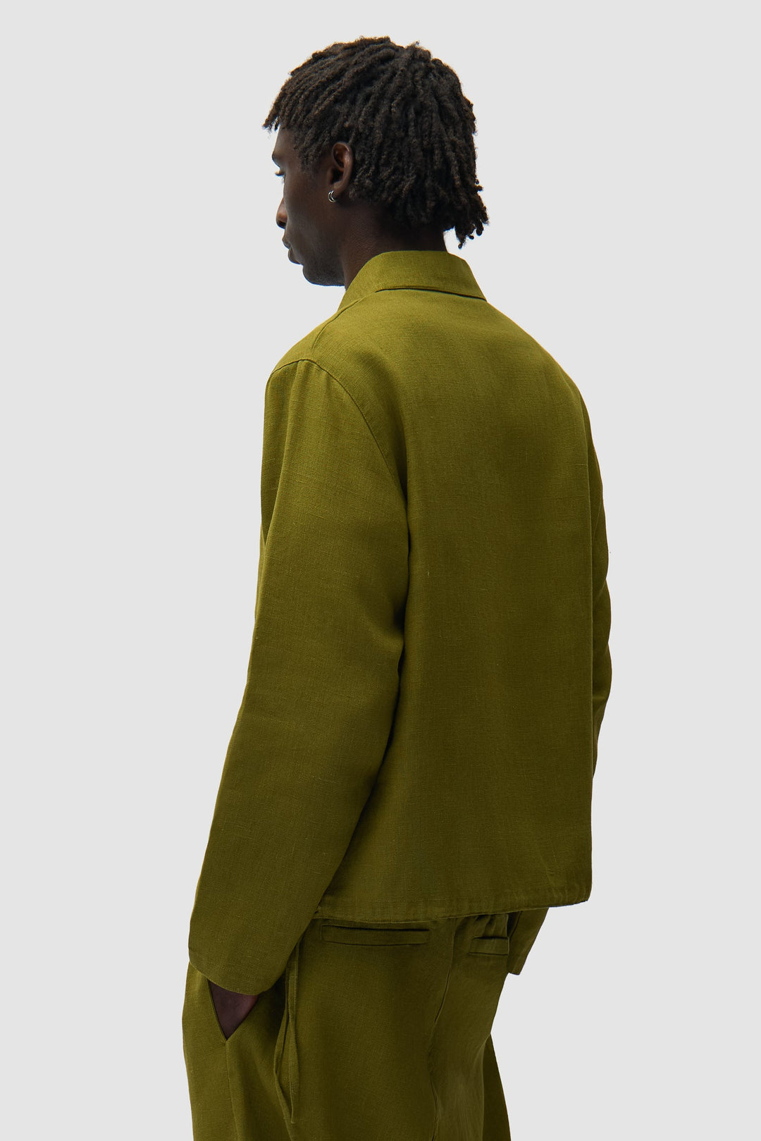 Pull en lin zippé quart de longueur - Vert